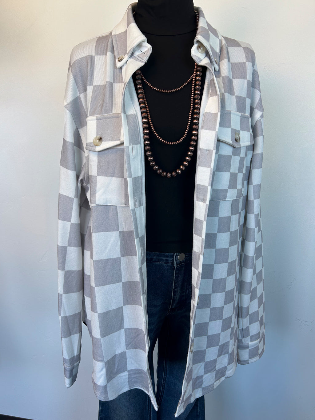Lenore Shacket - White & Gray