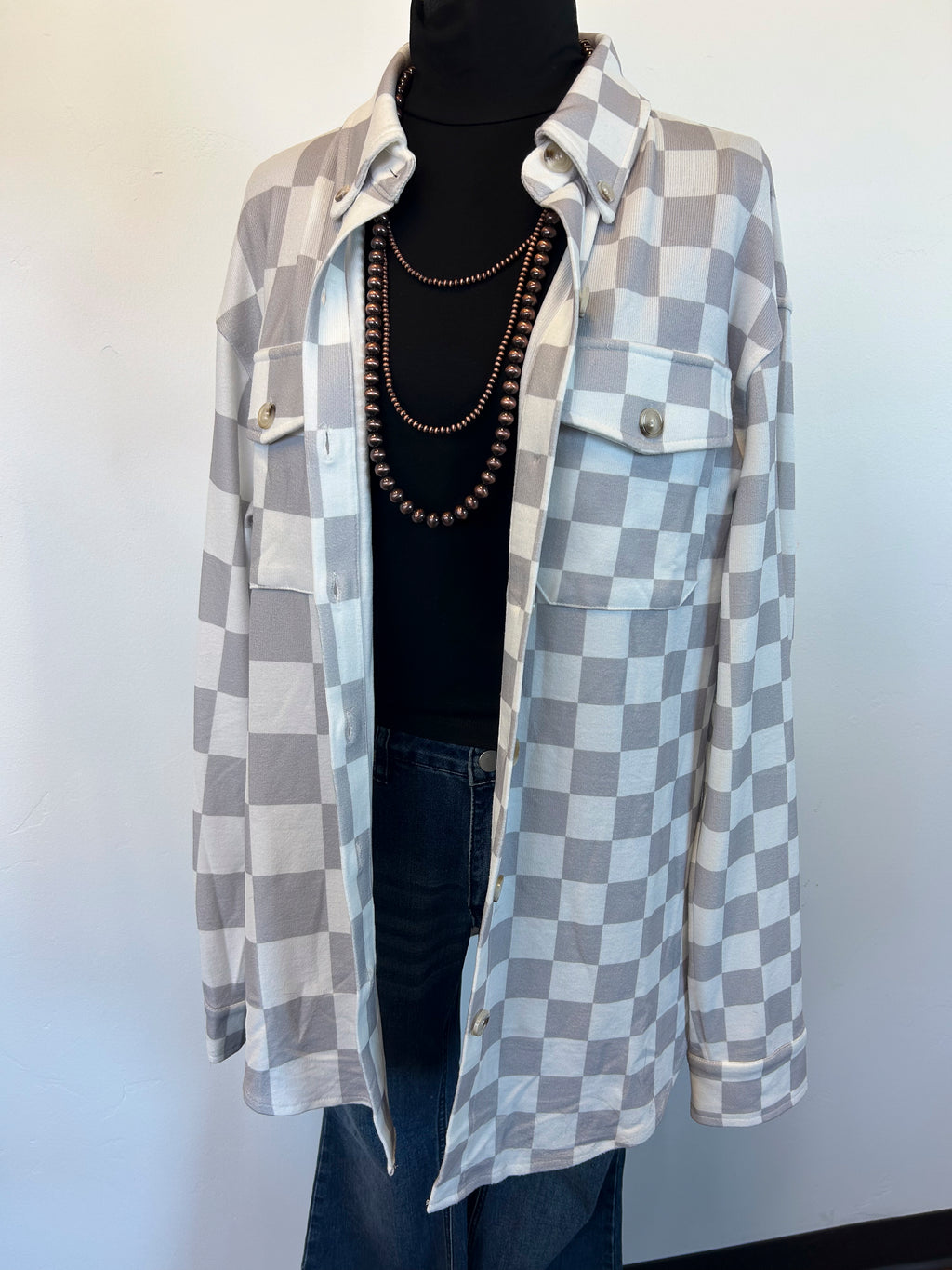 Lenore Shacket - White & Gray