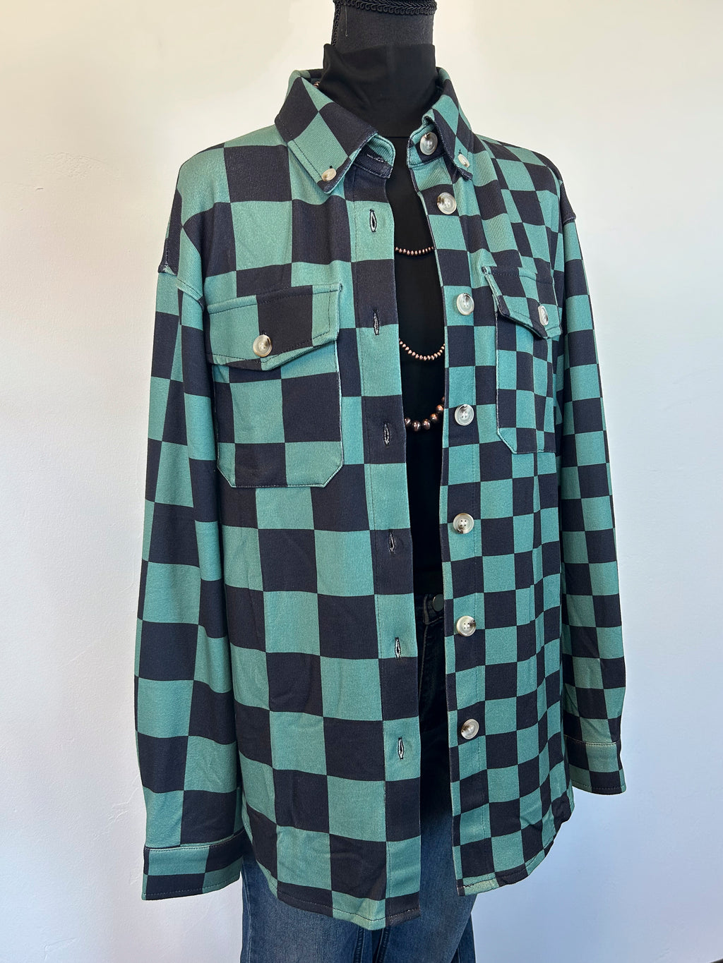 Lenore Shacket - Green & Black
