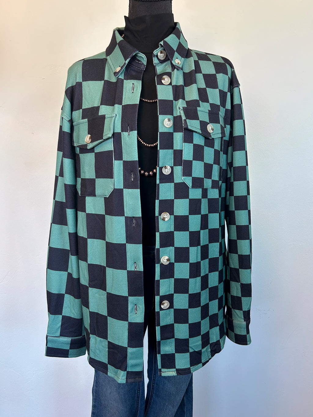 Lenore Shacket - Green & Black