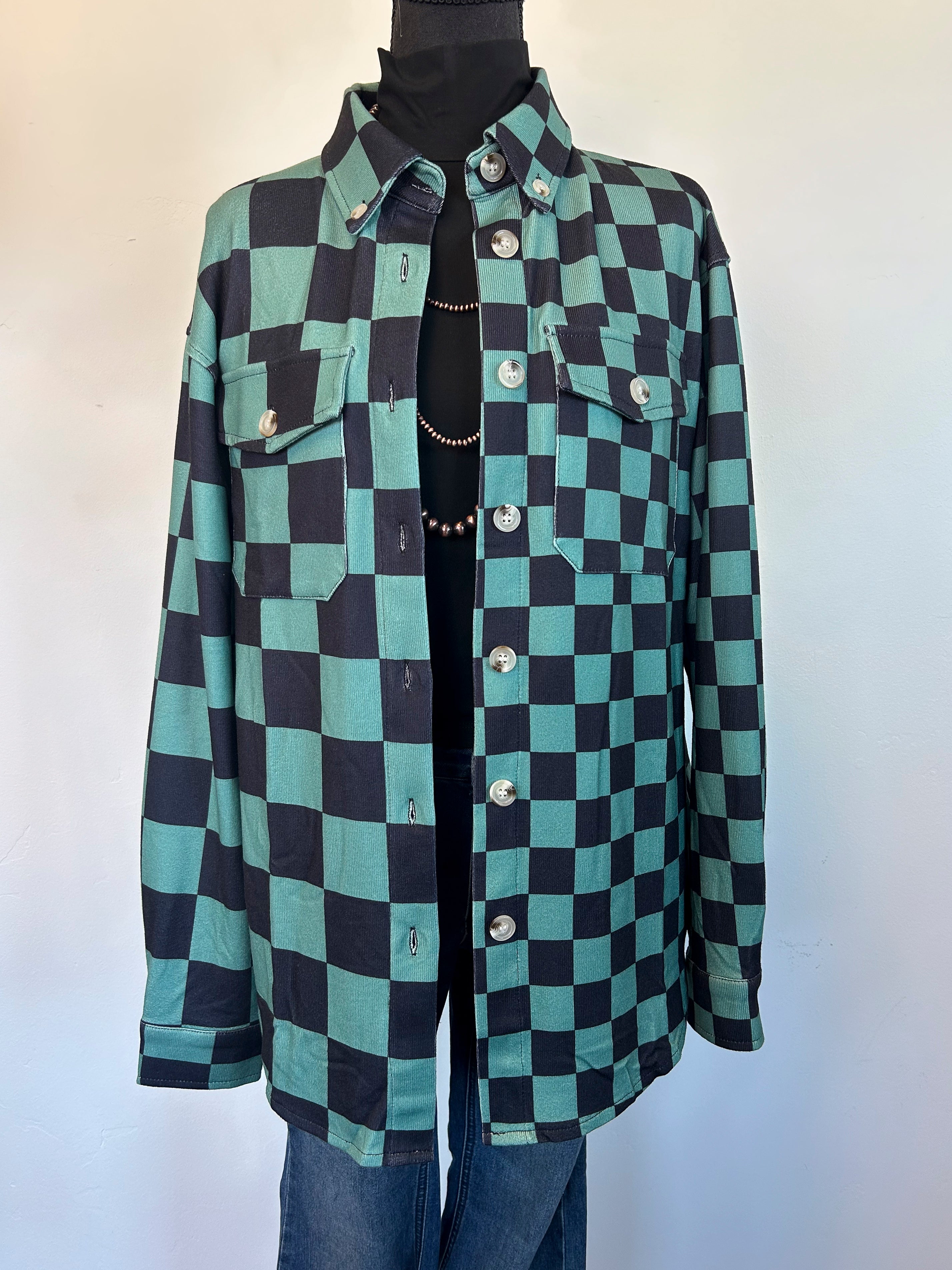 Lenore Shacket - Green & Black