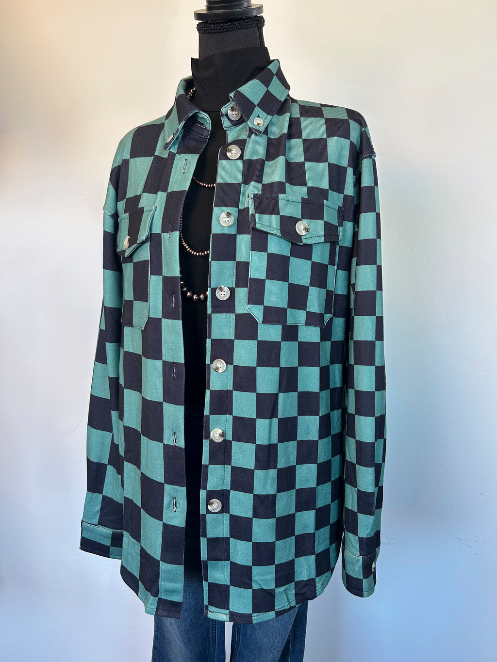 Lenore Shacket - Green & Black